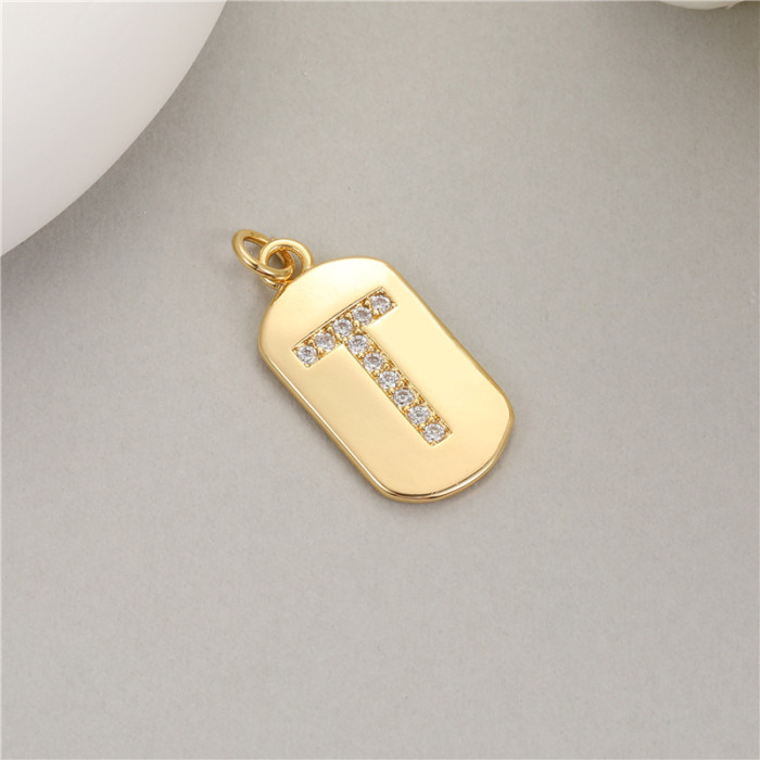 Classic Refined Elegant Women 26 English Letter Pendant 14K Zircon Mini Tag DIY Handmade Necklace Bracelet Accessory