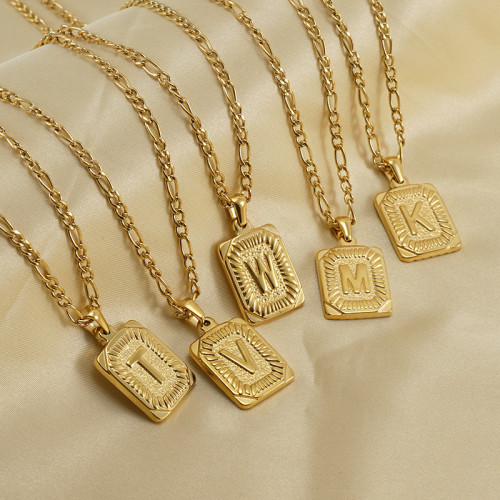 Hip Hop Jewelry 18K Gold Plated Stainless Steel Pendant 26 Letter Necklace Trendy Casual Jewelry Gift
