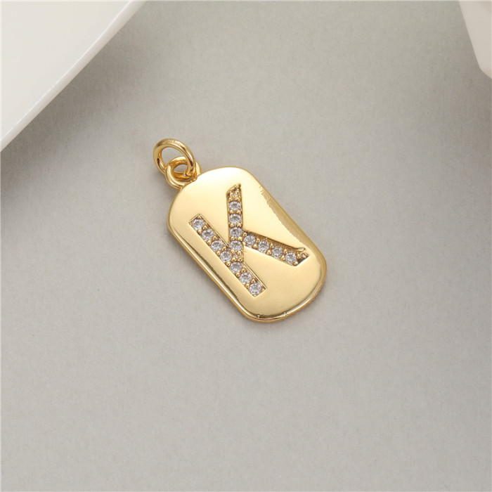 Classic Refined Elegant Women 26 English Letter Pendant 14K Zircon Mini Tag DIY Handmade Necklace Bracelet Accessory