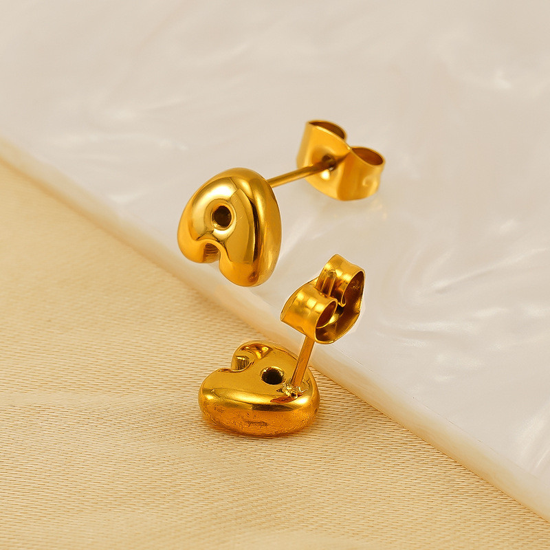 Classic Refined Elegant Women 18K Gold Plated Bubble Mini Letter Stud Earrings Trendy Party Jewelry Gift