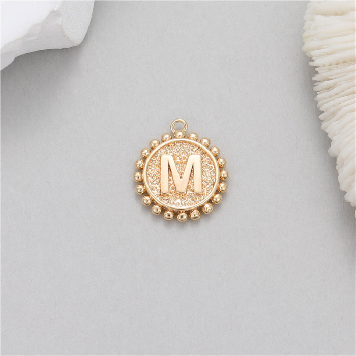 Classic Refined Elegant Women Accessory 14K Round Coin 26 Letter Pendant DIY Accessory Earrings Bracelet