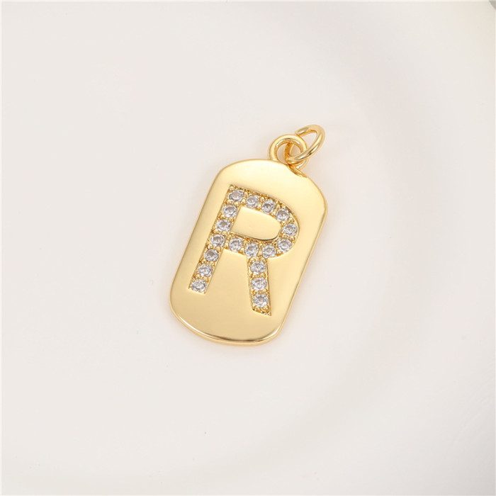 Classic Refined Elegant Women 26 English Letter Pendant 14K Zircon Mini Tag DIY Handmade Necklace Bracelet Accessory