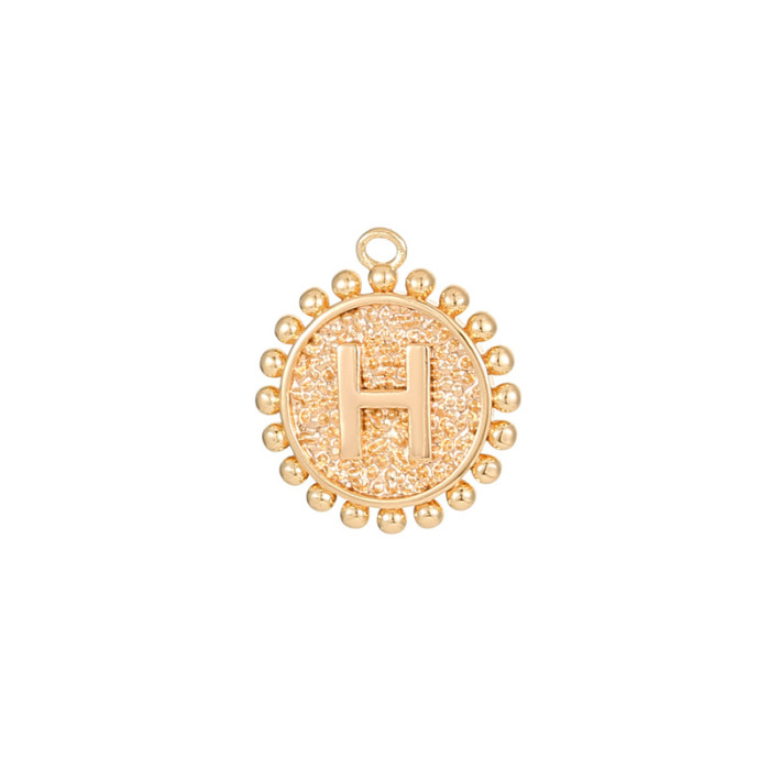 Classic Refined Elegant Women Accessory 14K Round Coin 26 Letter Pendant DIY Accessory Earrings Bracelet