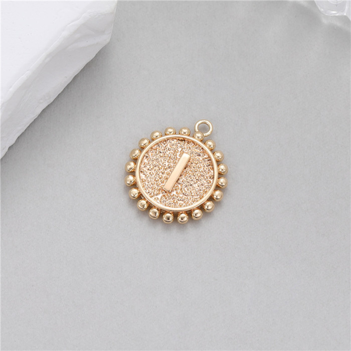 Classic Refined Elegant Women Accessory 14K Round Coin 26 Letter Pendant DIY Accessory Earrings Bracelet