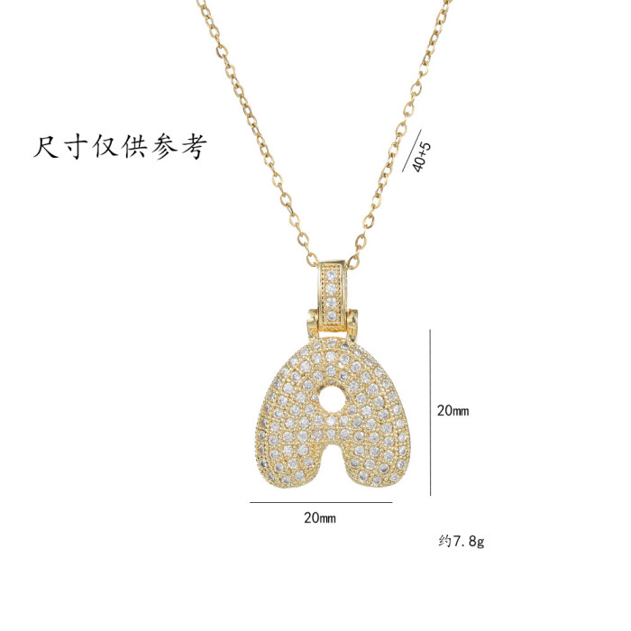 Hypoallergenic Gold Plated Neccklce Micro-inlaid Zircon 26 English Letter Necklace Jewelry