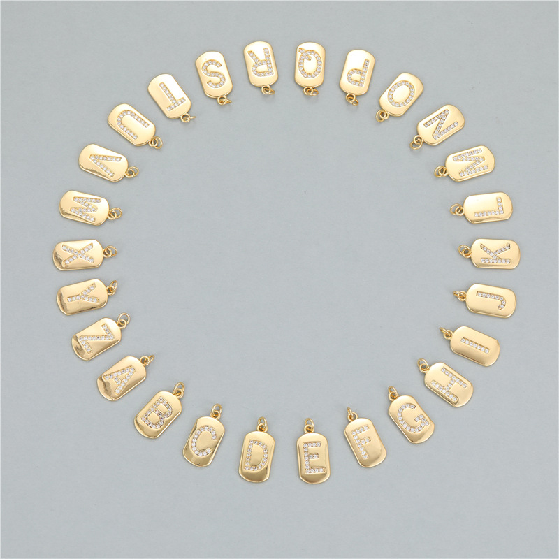 Classic Refined Elegant Women 26 English Letter Pendant 14K Zircon Mini Tag Diy Handmade Necklace Bracelet Accessory 216045377532