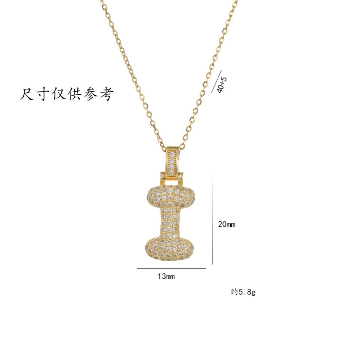 Hypoallergenic Gold Plated Neccklce Micro-inlaid Zircon 26 English Letter Necklace Jewelry