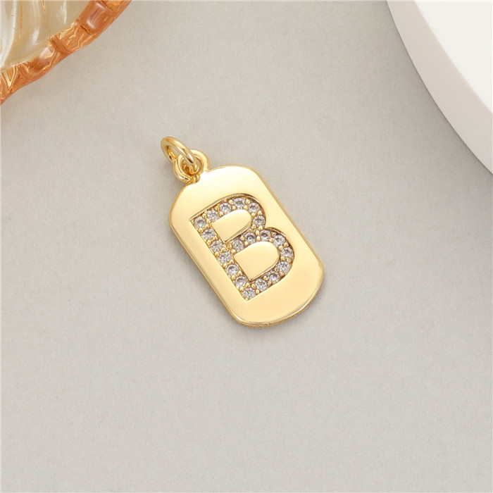 Classic Refined Elegant Women 26 English Letter Pendant 14K Zircon Mini Tag DIY Handmade Necklace Bracelet Accessory