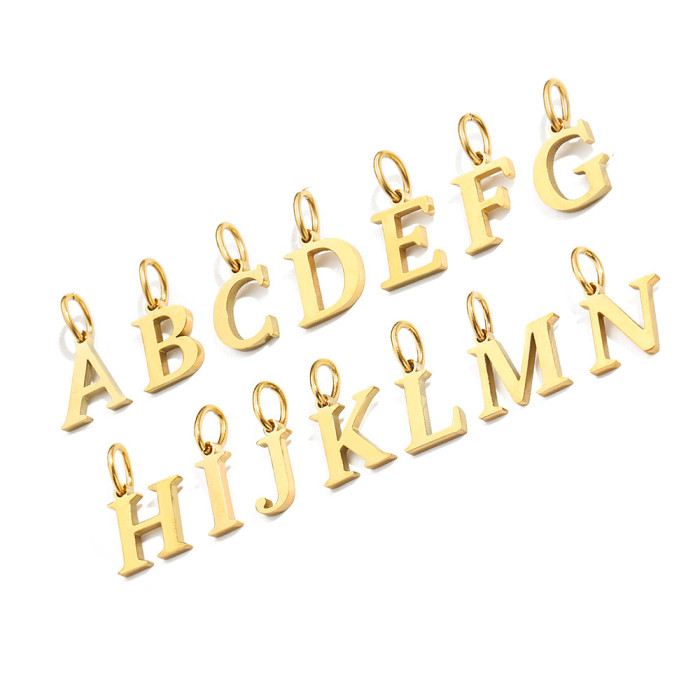 Handmade DIY Jewelry Accessories 18k Gold Plated Stainless Steel 26 English Letters Pendant Wholesale