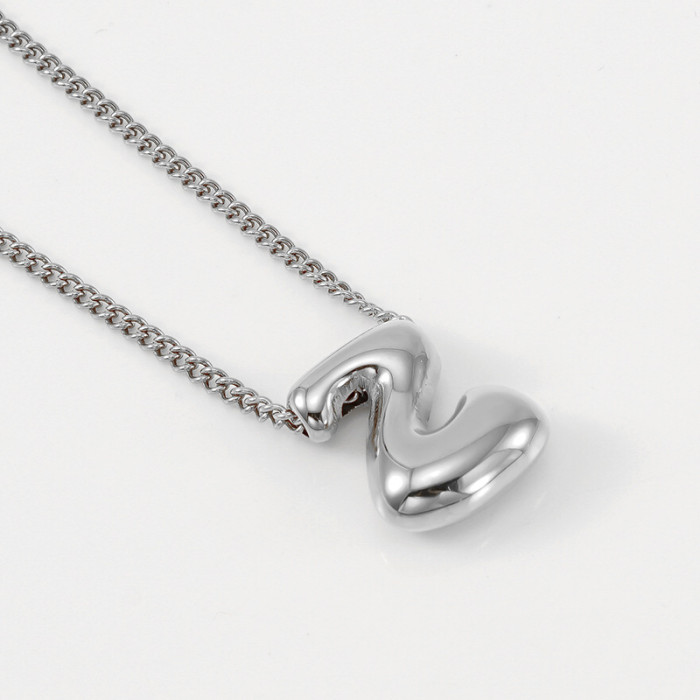 Chic Elegant 18K Gold Stainless Steel Balloon Bubble Letter Pendant Necklace Party Festival Trendy Casual Jewelry Gift