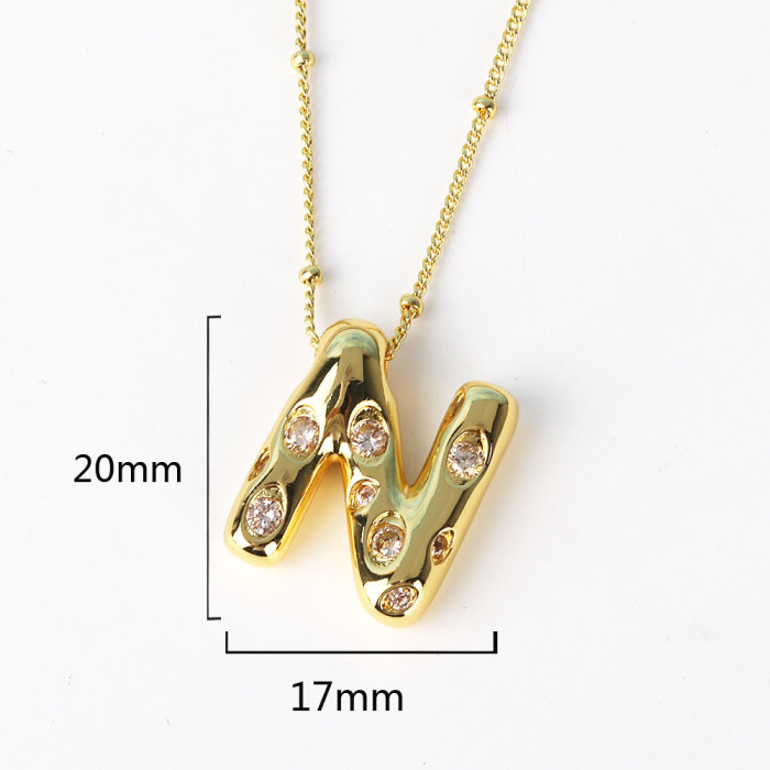 Chic Dainty Smooth Zircon 26 English Letters Pendant Necklace Women Stylish Trendy Party Festival Casual Jewelry Gift