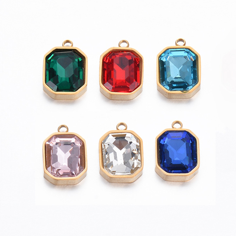 Classic Refined Elegant Stainless Steel Glass Crystal Pendant Handmade DIY Jewelry Accessories