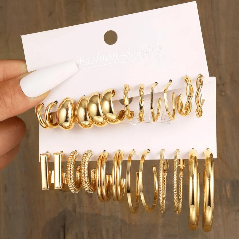 Hoop Earrings Design Jewelry Elegant Simple Style Big Set Gift for Women Stylish Trendy Party Festival Casual Jewelry Gift