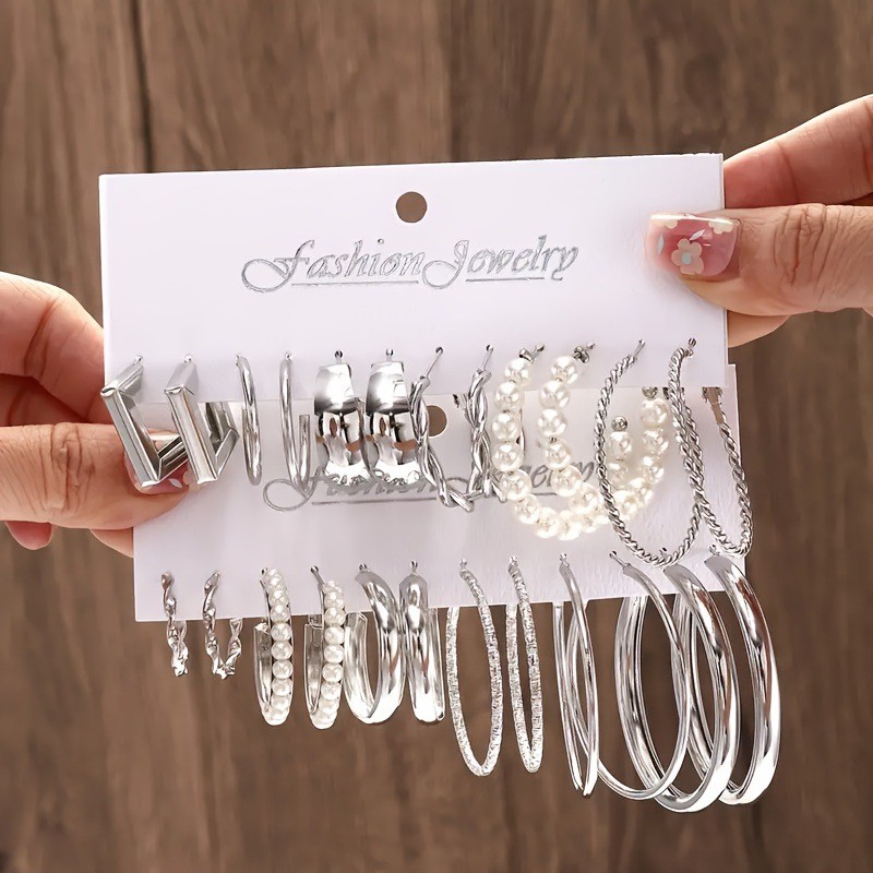 Chic Gold Plated Hoop Earring Set for Women Trendy Party Festival Casual Jewelry Gift