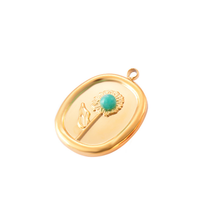 Chic 18K Gold Plaeted Stainless Steel Sunflower Pendant Handmade DIY Jewelry Accessories, Necklaces