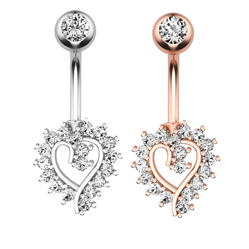 Chic Hypoallergenic Love Heart Dangle Belly Button Rings Navel Piercing Woman Body Jewelry Gift