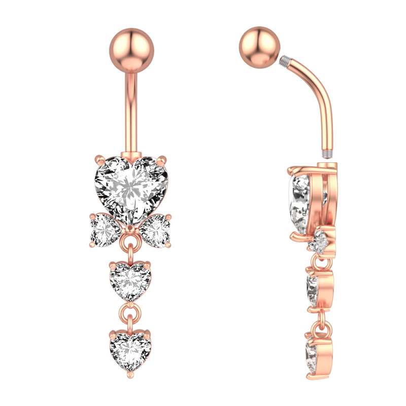 Chic Belly Button Rings Steel Heart Navel Piercing Sexy Body Piercing Jewelry for Girl Gift