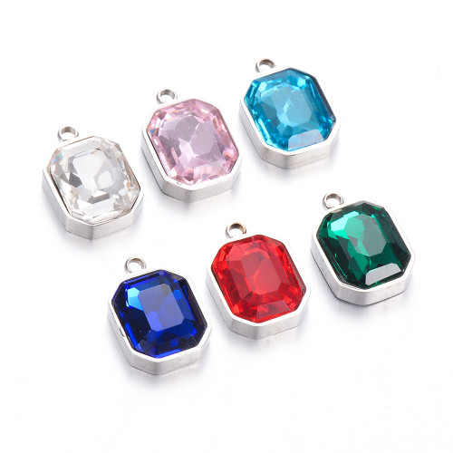 Chic Versatile Stainless Steel Glass Crystal Pendant Handmade DIY Jewelry Accessories