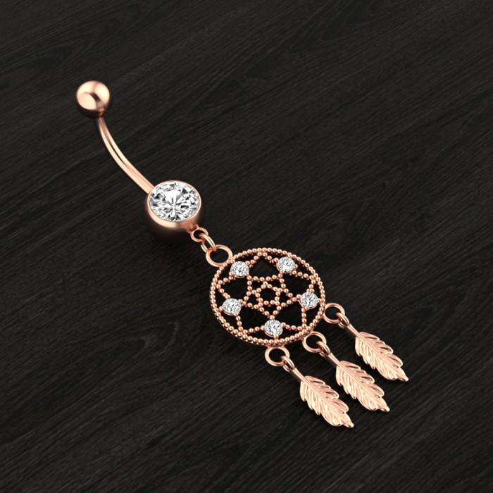 Chic Dream Catcher Navel Belly Button Ring Navel Piercing Jewelry Body Jewelry Stainless Steel Jewelry for Women Gift