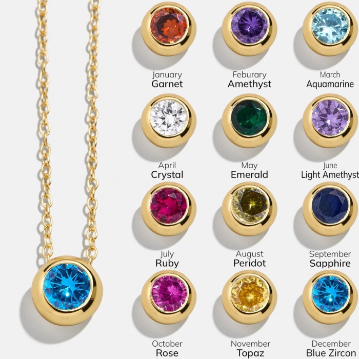 Chic Customizable Simple Twelve Birthday Stone Round Pendant Handmade DIY Jewelry Accessories
