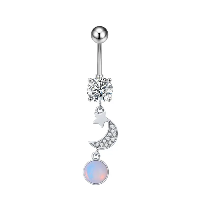 Chic Hypoallergenic Belly Button Ring Heart Flower Dangled Navel Piercing Belly Ring Jewelry