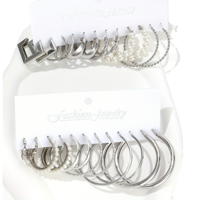 Chic Gold Plated Hoop Earring Set for Women Trendy Party Festival Casual Jewelry Gift, Jewelry Sets