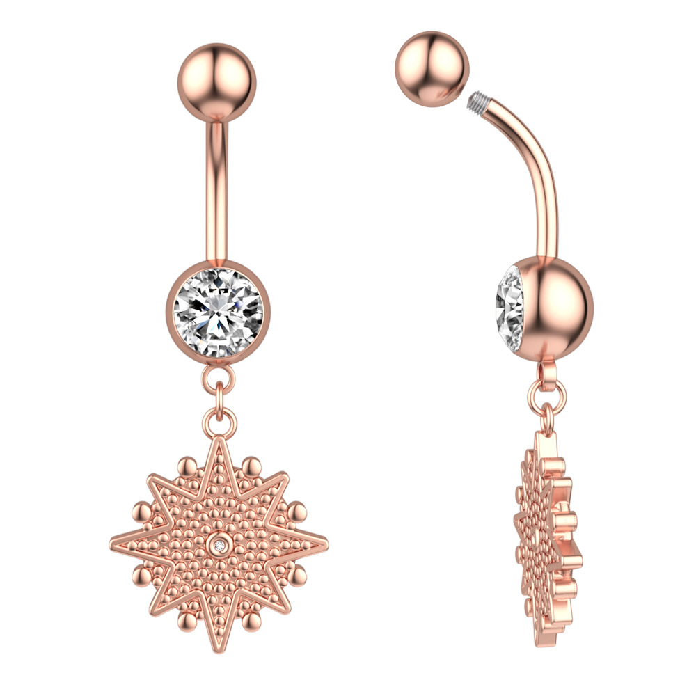 Chic Hypoallergenic Flower Navel Ring Stainless Steel Flower Women Belly Button Ring Navel Piercing Jewelry 216045336819