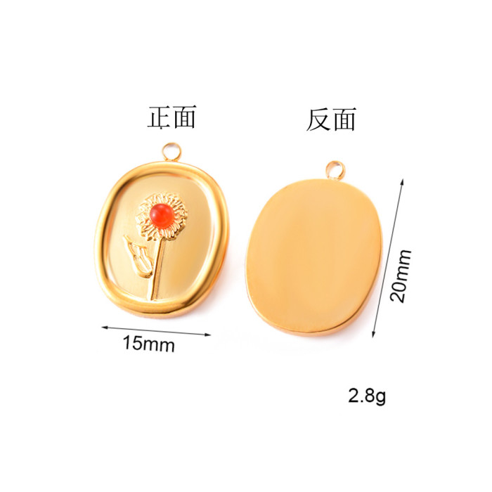 Chic 18K Gold Plaeted Stainless Steel Sunflower Pendant Handmade DIY Jewelry Accessories, Necklaces