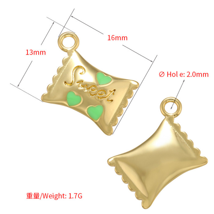 Chic Customizable Gold Plated Heart Candy Bag Pendant Handmade DIY Jewelry Accessories