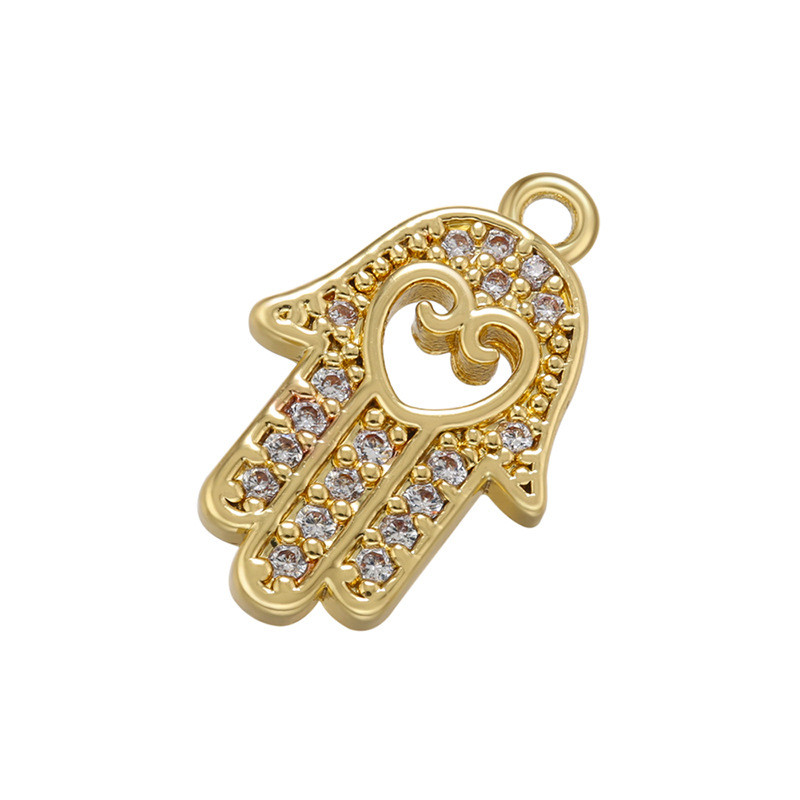 Chic Hypoallergenic Micro-inset Zircon Pentagonal Star Palm Love Pendant Handmade DIY Jewelry Accessories