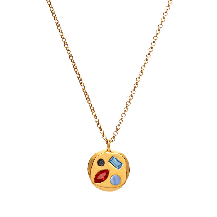 Elegant 18K Gold Plated Stainless Steel Colorful Zircon Pendant Necklace for Women Jewelry Gift