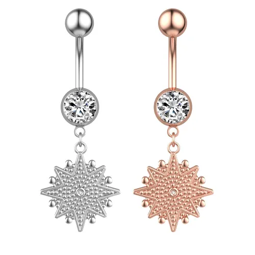 Chic Hypoallergenic Flower Navel Ring Stainless Steel Flower Women Belly Button Ring Navel Piercing Jewelry