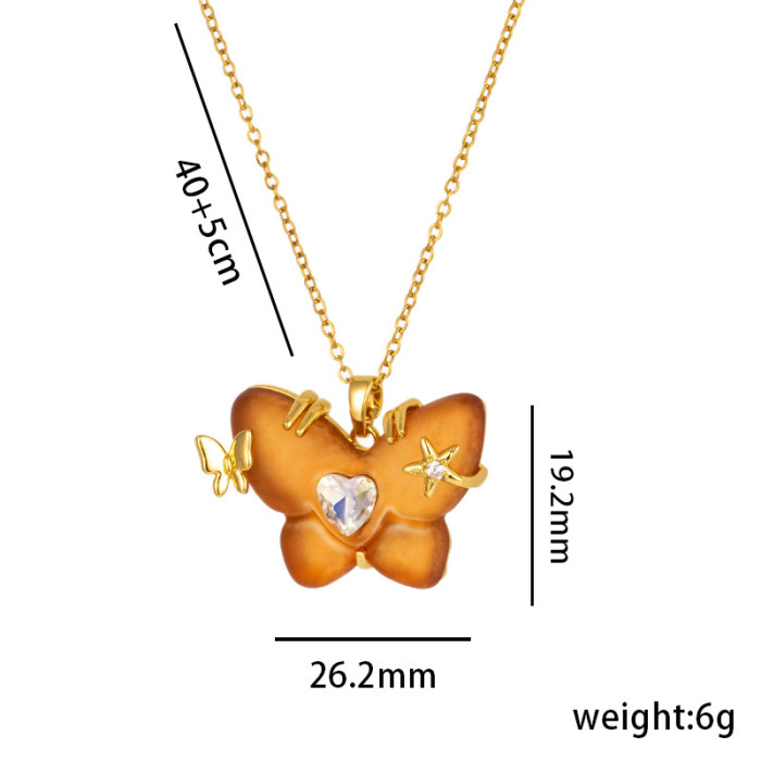 Elegant Butterfly Pendant Necklace in Colorful Acrylic Women Stylish Trendy Party Festival Casual Jewelry Gift