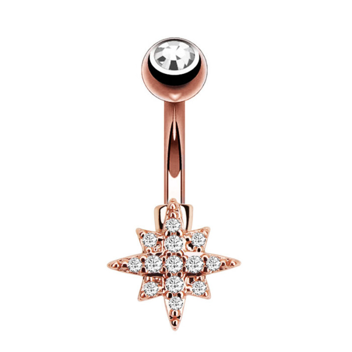 Chic Hypoallergenic Stainless Steel Dangled Navel Piercing Belly Button Rings Bee Star Flower Heart Belly Ring for Women