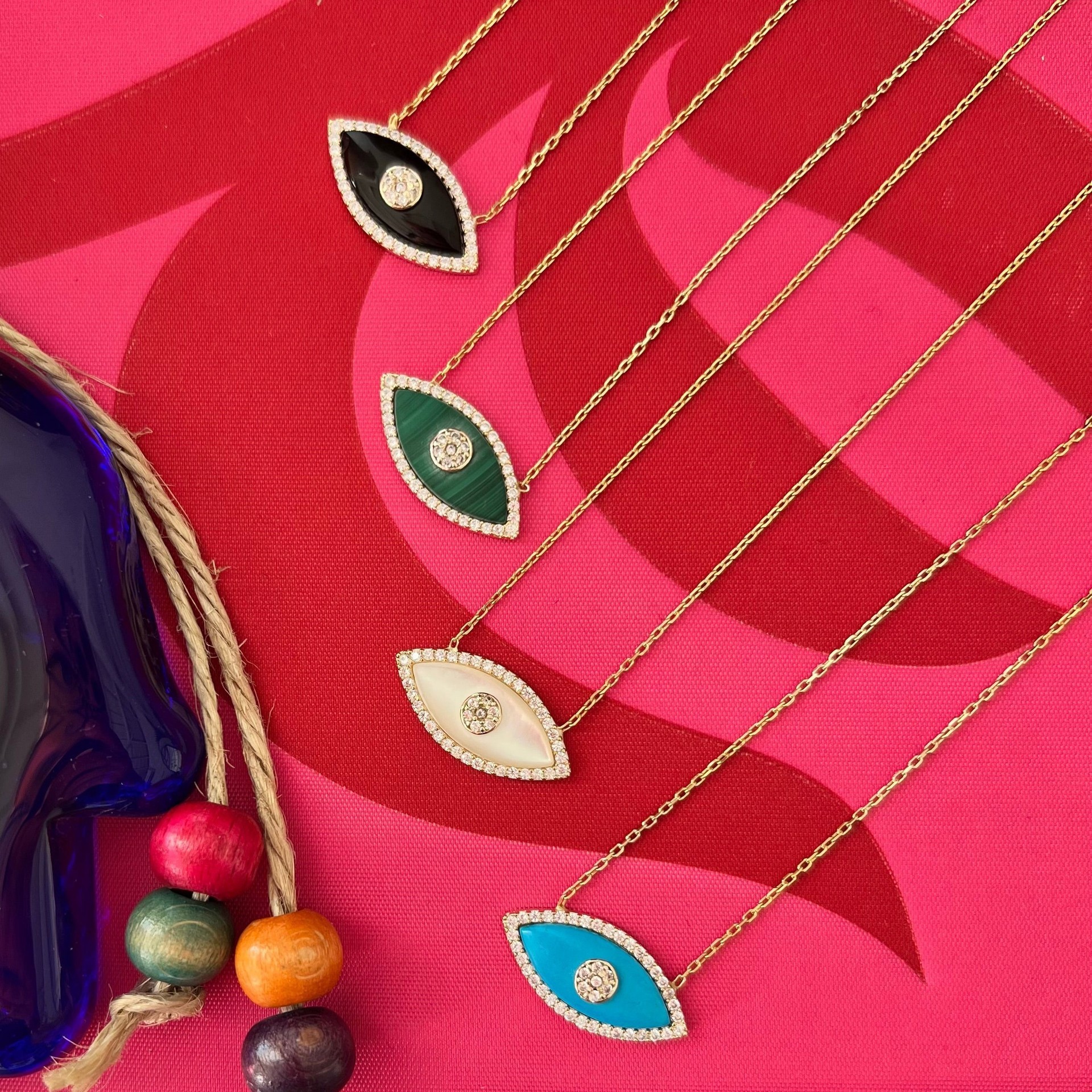 18K Gold Plated Stainless Steel Devils Eyes Necklace Women Stylish Trendy Party Festival Casual Jewelry Gift 216045349611