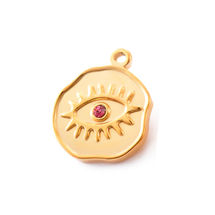 18k Gold Plated Stainless Steel Devil's Eye Irregular Circular Pendant Handmade DIY Jewelry Accessories