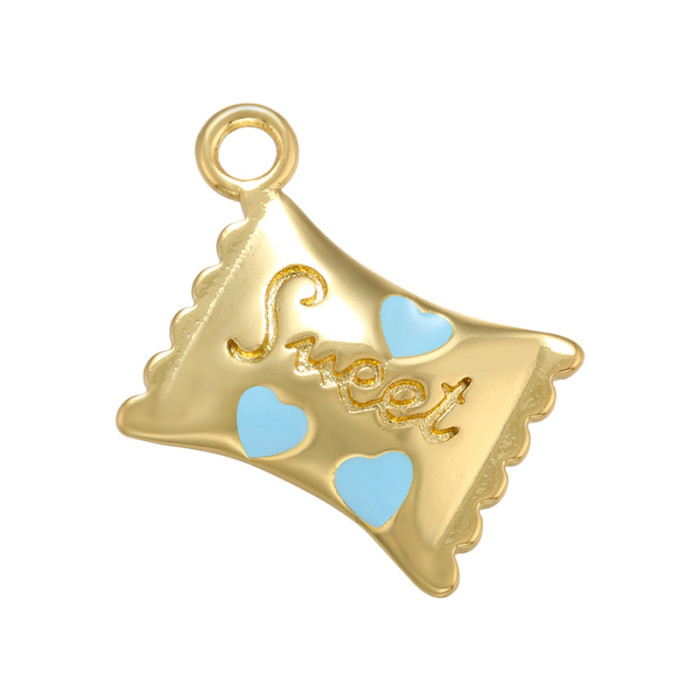 Chic Customizable Gold Plated Heart Candy Bag Pendant Handmade DIY Jewelry Accessories