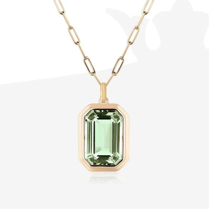 Dainty Elegant 18K Gold Plated Stainless Steel Zircon Pendant Necklace for Women Jewelry Gift