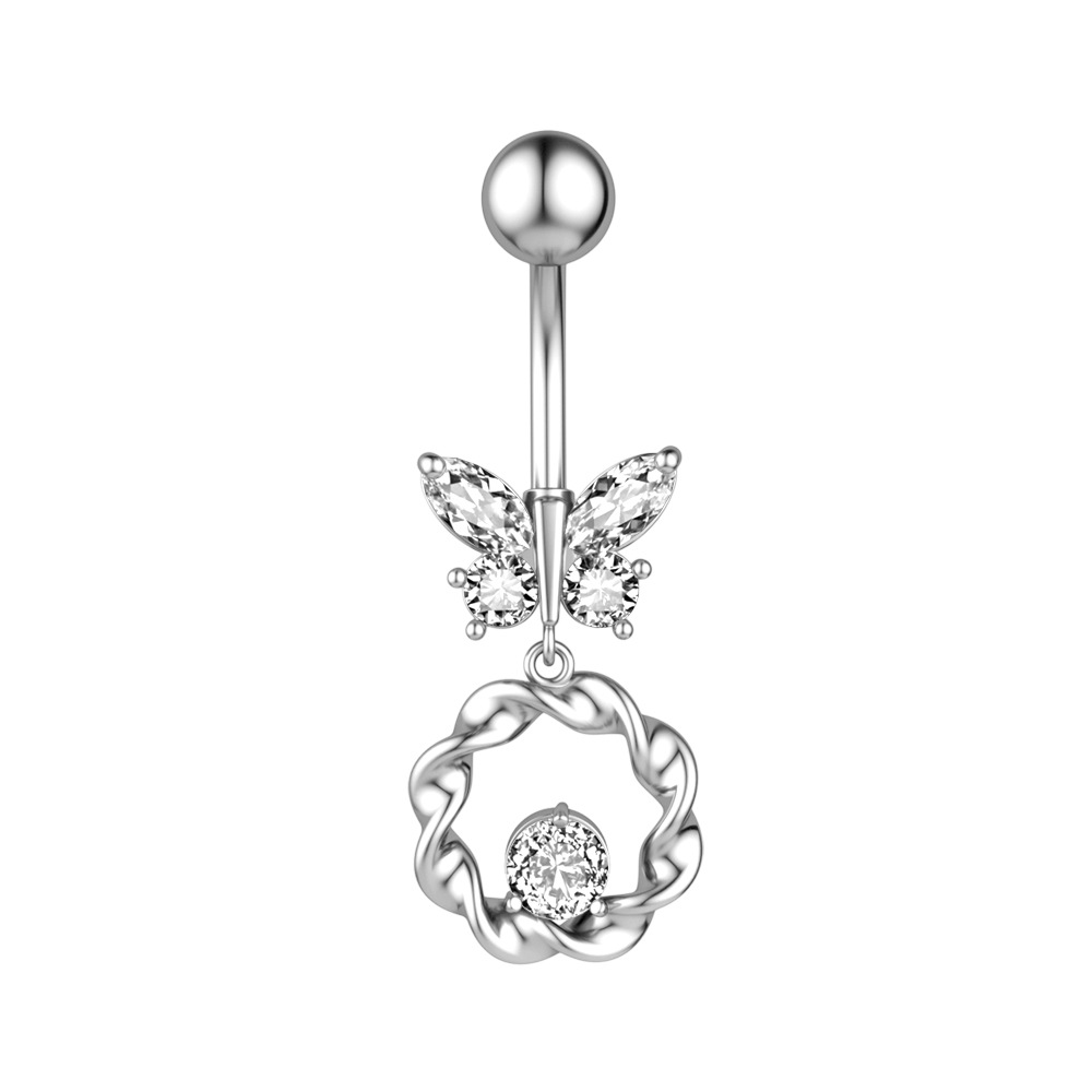 Chic Zircon Fashion Steel Navel Piercing Belly Button Rings Belly Piercing Body Jewelry 216045307791