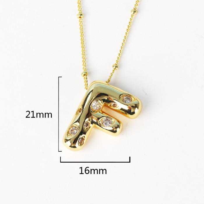 Chic Dainty Smooth Zircon 26 English Letters Pendant Necklace Women Stylish Trendy Party Festival Casual Jewelry Gift