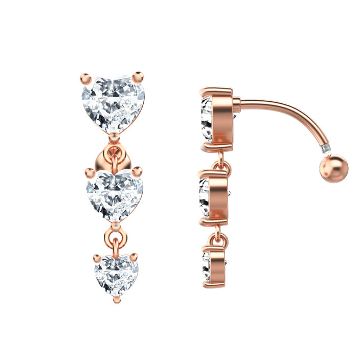 Chic Hypoallergenic Dangle CZ Belly Button Ring Cubic Zirconia Drop Pendant Navel Nail Body Piercing Jewelry
