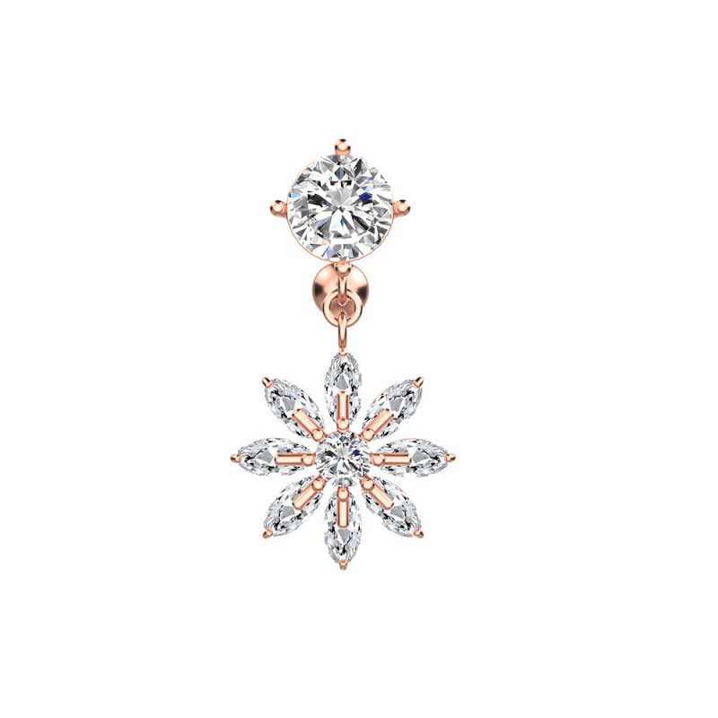 Chic Hypoallergenic Flower Crystal CZ Belly Button Ring for Women Stainless Steel Belly Jewelry for Women Stylish Jewelry Gift