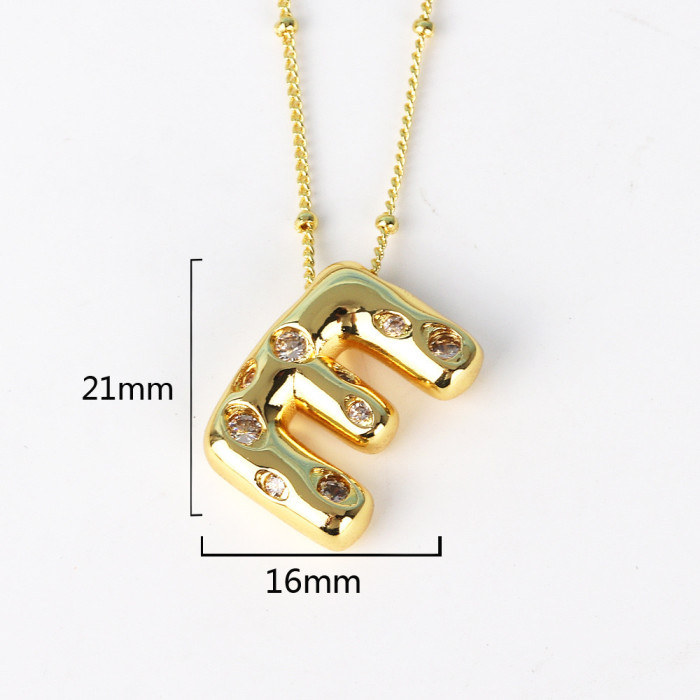 Chic Dainty Smooth Zircon 26 English Letters Pendant Necklace Women Stylish Trendy Party Festival Casual Jewelry Gift