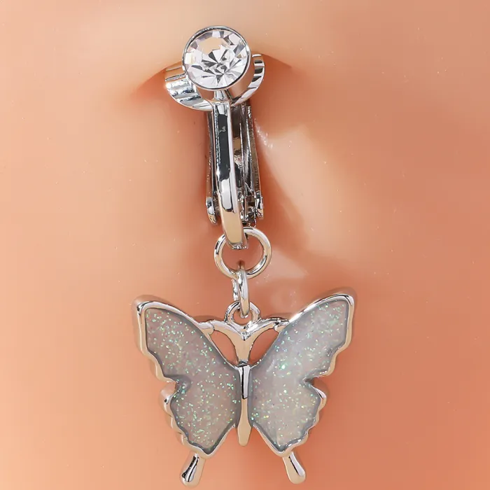 Chic Butterfly Zircon Fashion High Quality Surgical Steel Navel Piercing Belly Button Rings Body Jewelry