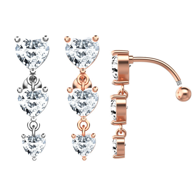 Chic Hypoallergenic Dangle CZ Belly Button Ring Cubic Zirconia Drop Pendant Navel Nail Body Piercing Jewelry