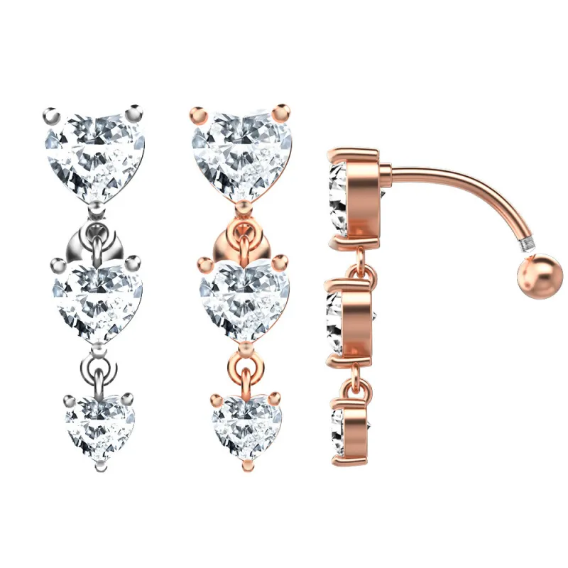 Chic Hypoallergenic Dangle CZ Belly Button Ring Cubic Zirconia Drop Pendant Navel Nail Body Piercing Jewelry