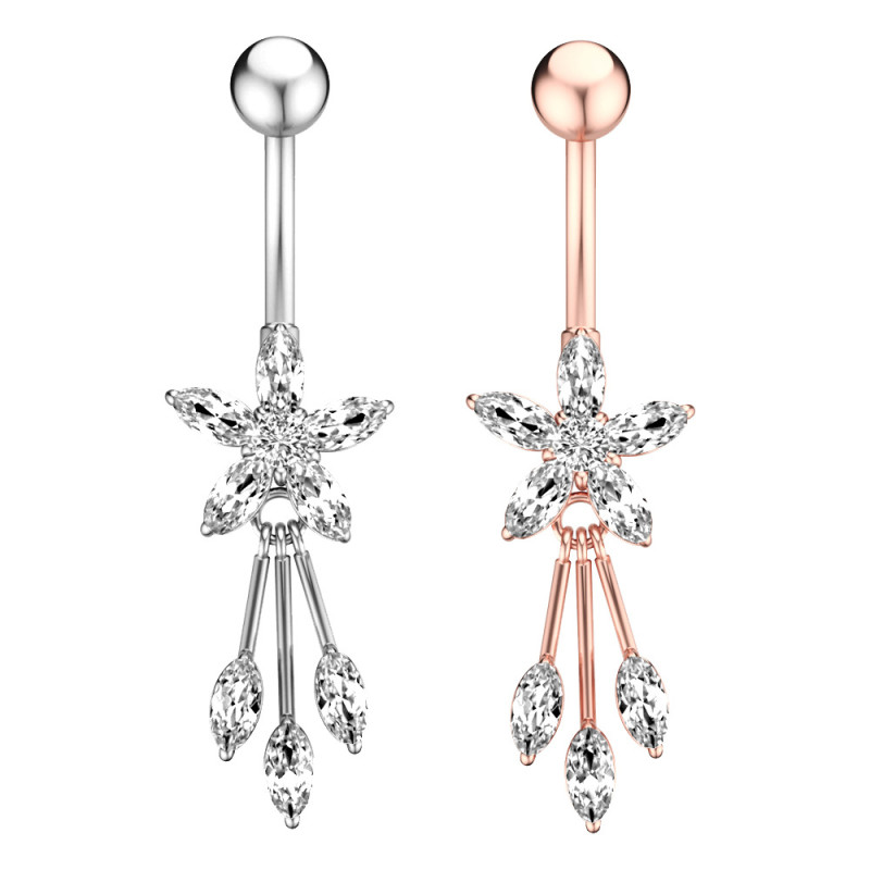 Chic Bohemia Long Dangle Belly Button Rings Steel Crystal Navel Rings Belly Piercings Festival Casual Jewelry Gift