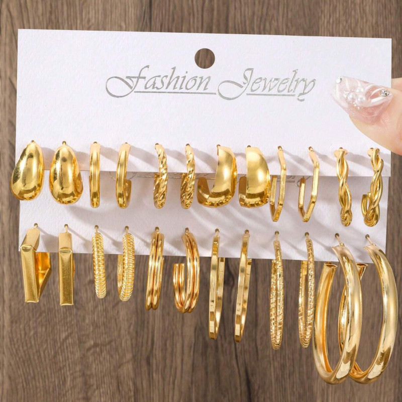 Hoop Earrings Design Jewelry Elegant Simple Style Big Set Gift for Women Stylish Trendy Party Festival Casual Jewelry Gift