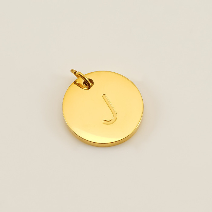 18k Gold Plated Round Stainless Steel 26 English Letters Small Pendant DIY Jewelry Accessories