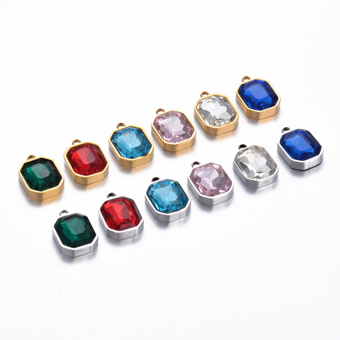 Classic Refined Elegant Stainless Steel Glass Crystal Pendant Handmade DIY Jewelry Accessories, Necklaces